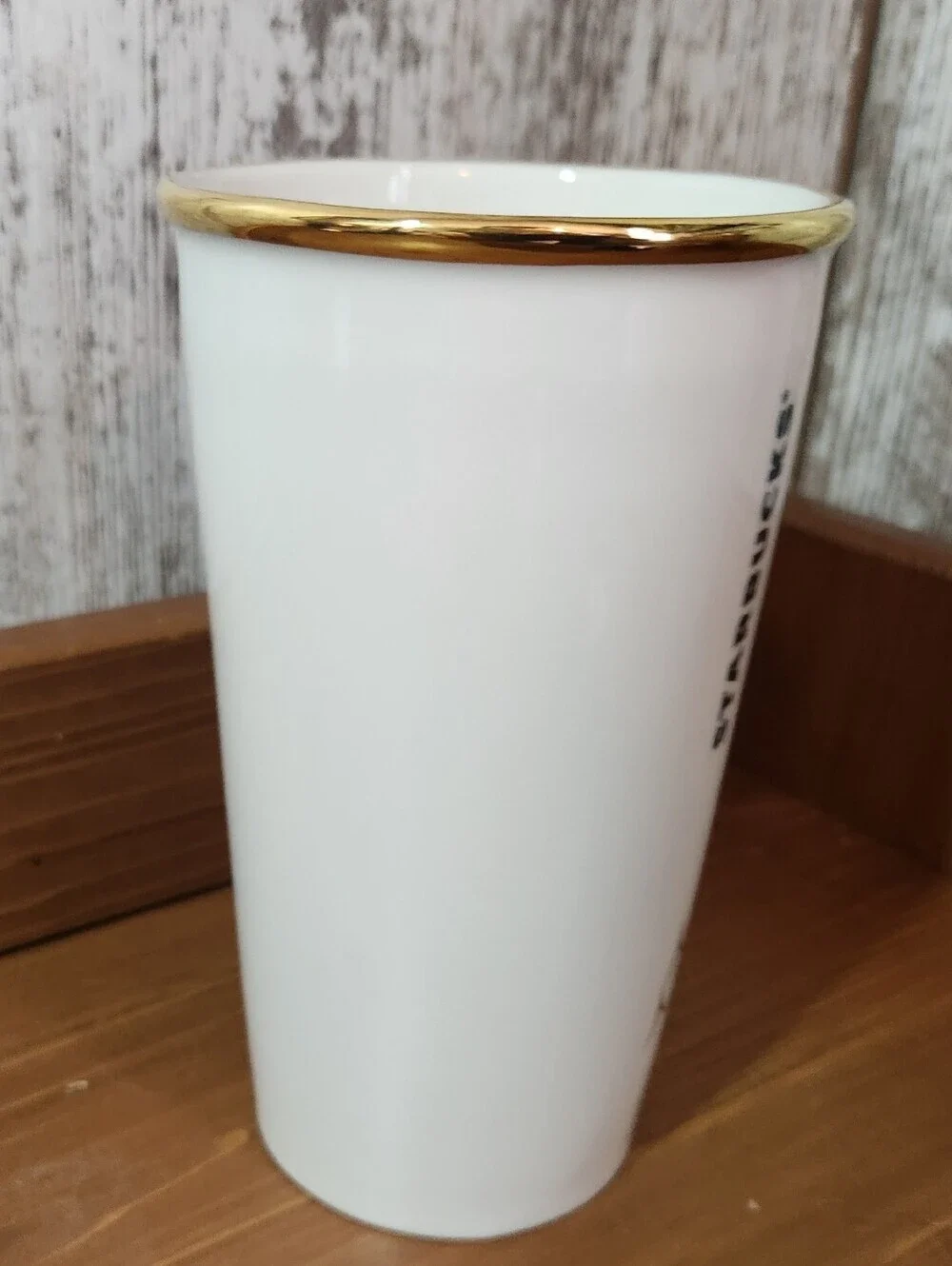 2015 Starbucks Anniversary Crown Siren Tumbler Mug Picasso-Inspired Gold Trim